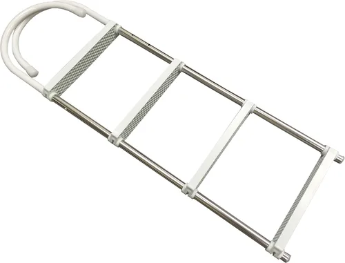 Vista 6 de Marine Boat Aluminio Blanco Polietileno Natación Embarcación 4 Pasos Escalera Gancho 46X15