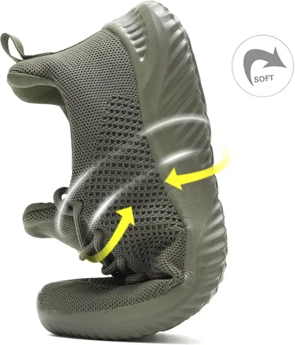 Vista 5 de Zapatos de tenis sin cordones para hombre para caminar correr ligeros transpirables informales suela suave de malla para el trabajo gimnasio