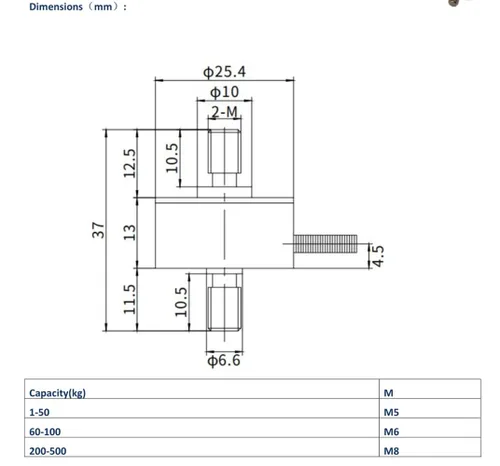 Vista 6 de DYMH-103 22.0 lbs mini tensión y sensor de fuerza de compresión en línea célula de carga aplicable al espacio pequeño