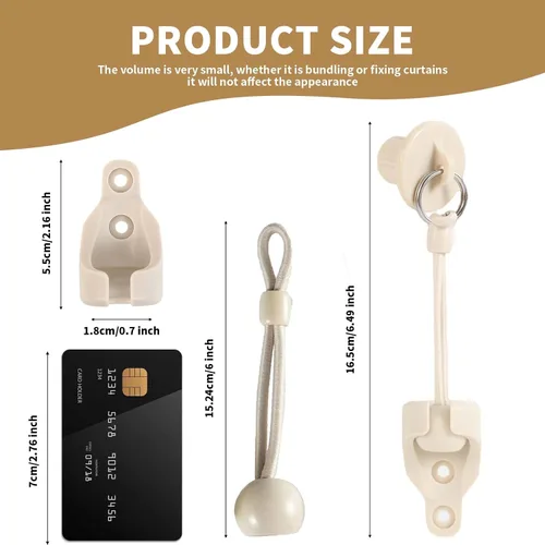 Vista 3 de Kit de bungee + tapas finales, soportes de montaje universales de repuesto para persianas enrollables exteriores e interiores (beige, 1 unidad)