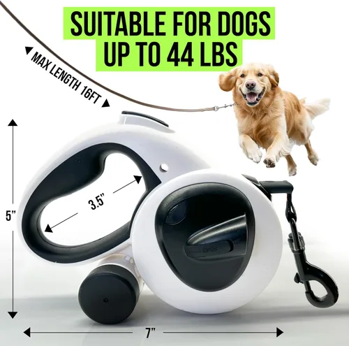 Vista 3 de AVANTO - Correa retráctil para perro con linterna, correa de seguridad nocturna LED resistente de 16 pies para perros de hasta 110 libras - 360° sin