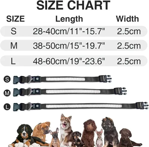 Vista 4 de MASBRILL Collares de perro con luz LED, collar de perro recargable iluminado resistente al agua, para caminar por la noche, collares para perros