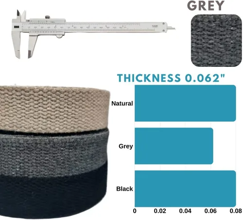 Vista 4 de Correa de nailon pesada de 1 pulgada de algodón - Correas para manualidades y artesanías -(Gris, 9 m), MATADOR USEFUL GOODS