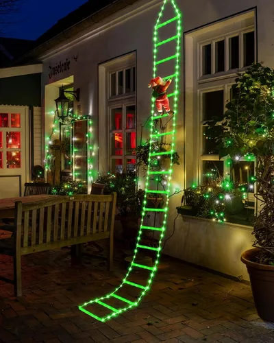 Vista 17 de Luces LED de escalera para decoraciones navideñas de 10 pies con Papá Noel