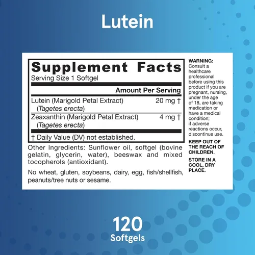 Vista 6 de Suplemento de luteína 0.000705 oz, softgels, de Jarrow Formulas , LU120, 1, 1 Suplemento dietético para la función visual y el apoyo a la salud