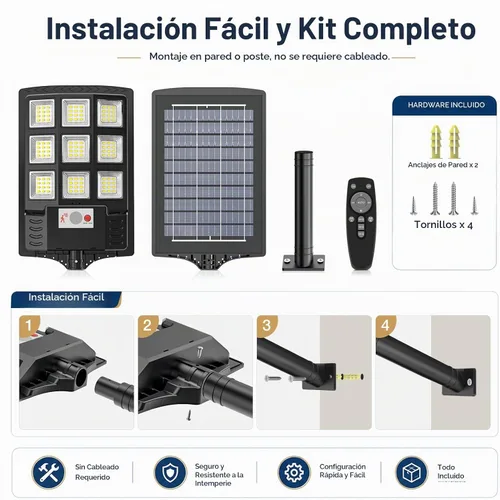 Vista 8 de Sunwish Farola solar al aire libre, 6500K 5730LEDs de atardecer a amanecer, luces solares de calle con sensor de movimiento, control remoto, luces