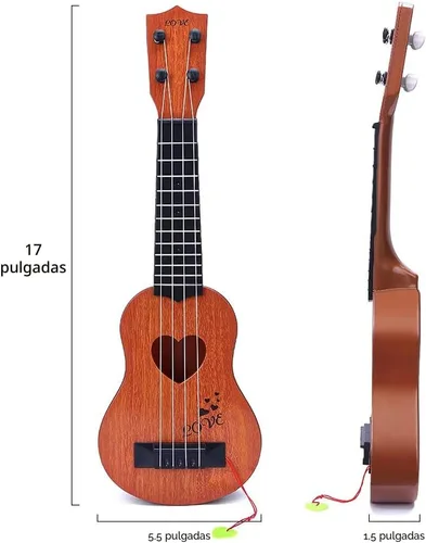 Vista 5 de YEZI Juguetes para Niños, Ukelele Clásico de Guitarra, Instrumento Musical, Marrón