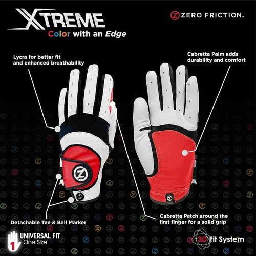 Vista 3 de Zero Friction Guantes de golf Xtreme Cabretta de cuero de corte universal para hombre