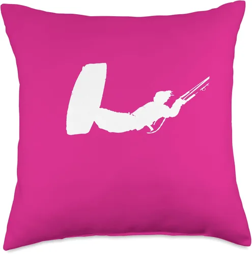 Vista 4 de Kitesurf Gifts and Surf Lover Tees by taiche Kiter Action Freestyle Artistic White Vector Throw Pillow, 16x16, Multicolor