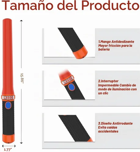 Vista 5 de Varita de tráfico LED para control de tráfico de 16 pulgadas, 4 piezas de bastón de tráfico de alta visibilidad con 3 modos de parpadeo