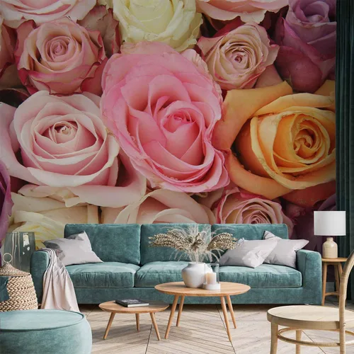 Vista 2 de artgeist Mural de pared con rosas de 138 x 106 pulgadas, papel tapiz no tejido de forro polar para decoración de pared, impresión fotográfica, #05