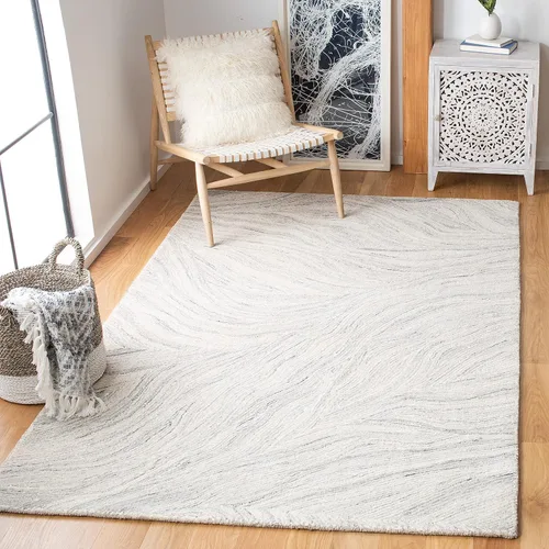 Vista 18 de SAFAVIEH Metro Collection - Alfombra decorativa de 2 x 3 pies, marfil y marrón, hecha a mano, lana abstracta moderna, ideal para zonas de alto