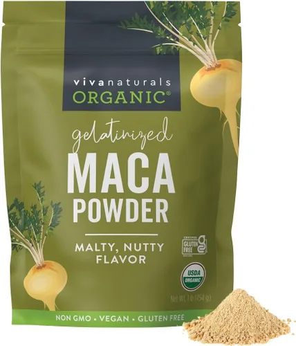 Vista 9 de Polvo de maca orgánico gelatinizado de Viva Naturals, 8 oz – Vegano, USDA orgánico, sin gluten, sin GMO, superalimento peruano en bolsa resellable