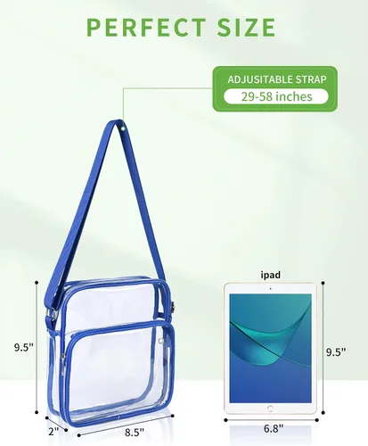 Vista 3 de MAY TREE Clear Messenger Bag Stadium Approved Clear Bag Purse for Stadium Events Concert Sport Work
