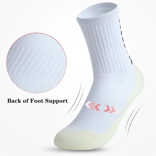 Vista 4 de Looknniy 10 pares de calcetines de fútbol con agarre para hombre, antideslizantes, atléticos, antideslizantes, para fútbol, baloncesto, Blanco