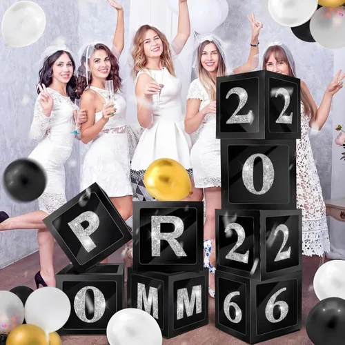 Vista 7 de Sinmoe 8 piezas de decoraciones de graduación para fiesta 2026, columna de graduación de 12 pulgadas, juego de cajas de globos brillantes de cloruro