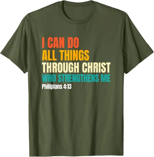 Vista 37 de I Can Do All Things Through Christ Christian Faith Camiseta, Negro, S