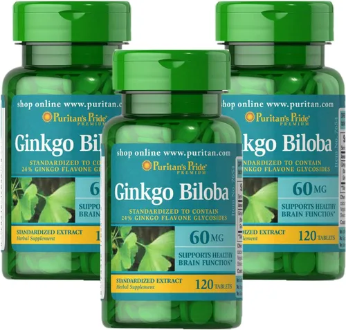Vista 4 de Puritans Pride Ginkgo Biloba Extracto estandarizado de 60 mg comprimidos, 120