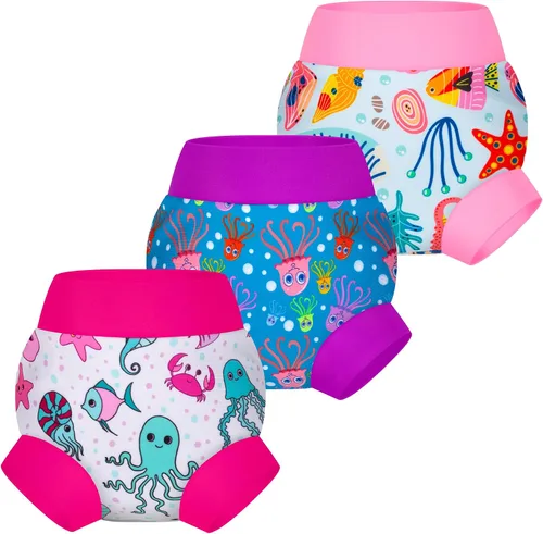 Vista 13 de BIG ELEPHANT - Pañales de natación para bebé, 3 unidades, ajustables, lavables, impermeables, reutilizables, para niños y niñas de 6 meses a 5 años