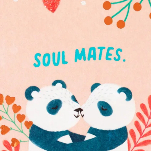 Vista 4 de Hallmark Tarjeta de aniversario (almas gemelas, pandas)