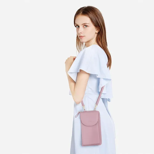 Vista 7 de S-ZONE - Bolso cruzado para mujer, de cuero sintético de PU, con bloqueo RFID, para teléfono celularbilletera