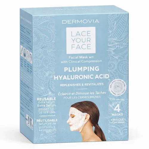 Vista 19 de Máscara facial Lace Your Face de compresión, como se ve en el programa Shark Tank, algodón biodegradable reutilizable, cuidado de la piel, Péptidos