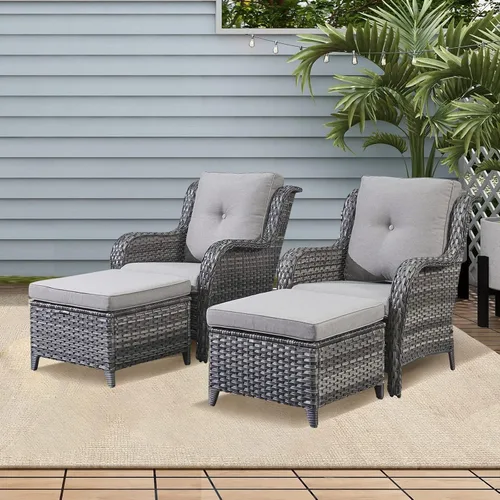 Vista 23 de Rilyson Sofá de mimbre para patio al aire libre, capacidad de peso de 900 libras, sofá grande de mimbre de 3 plazas con cojines de asiento de 4