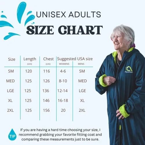 Vista 5 de AquaDash Parka de natación sostenibles, unisex, para adultos y jóvenes, extra larga, algodón natural, anteriormente grandes parkas de natación