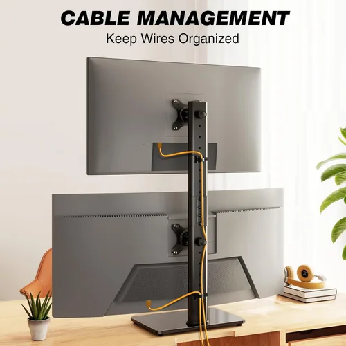 Vista 8 de Soporte de monitor dual VESA para pantallas de 13 a 38 pulgadas, elevador de monitor independiente con giro, inclinación, rotación y altura