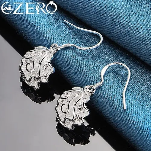 Vista 5 de SAGEKING 2024 New 925 Sterling Silver Elegant Rose Flower Drop Earrings For Woman Wedding Fashion Party Luxury Jewelry Engagement Gifts Fashion