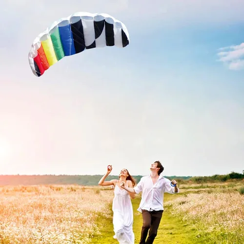 Vista 6 de Hengda Kite 1.4 M Intro Foil Design Rainbow Kites Soft Stunt Sport Parafoil Kite 55 pulgadas con juego de herramientas voladoras por Hengda kite