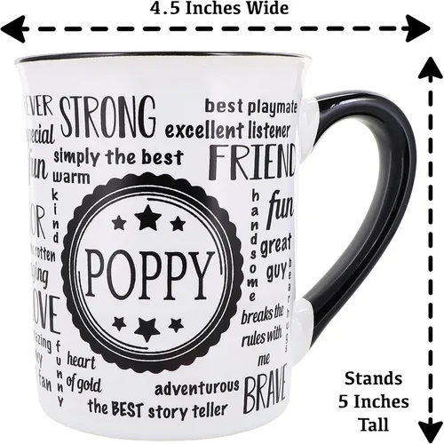 Vista 4 de Cottage Creek Tazas de café de cerámica Taza grande de amapola de 16 onzas Regalo ideal para abuelo, papá y papá para el día del padre