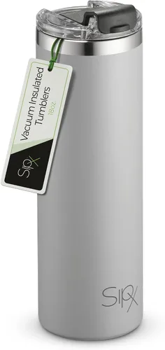 Vista 9 de SipX™ Vaso aislado delgado de 18 onzas con tapa y pajilla, acero inoxidable aislado al vacío, a prueba de fugas, apto para portavasos - Perfecto