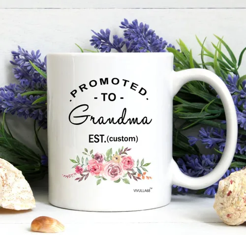 Vista 4 de Taza personalizada con texto en inglés "Promoted To Grandma Cup, Frist Time Grandma Cup, Grandma To Be", regalo para la nueva abuela, tazas de café