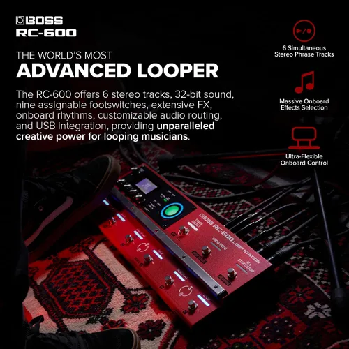 Vista 3 de BOSS RC-600 Estación de Loop Basada en Piso para Músicos de Loop Características Evolucionadas y Funciones Personalizables Calidad de Sonido
