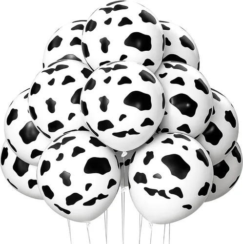 Vista 9 de LOVESTOWN 100 globos con estampado de vaca, globos de látex de animales