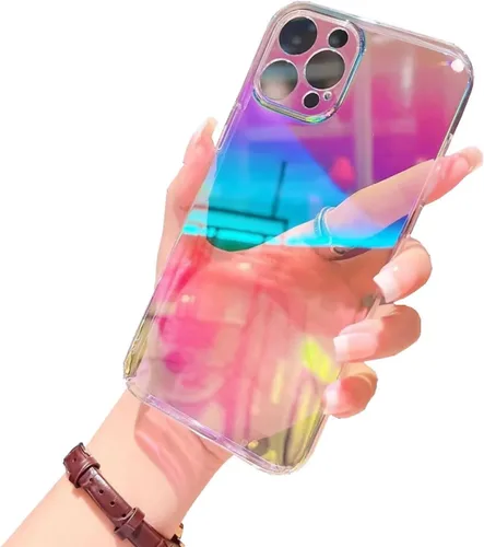 Vista 11 de Miagon - Funda láser colorida para iPhone 7 Plus/8 Plus, diseño de rayos láser, color arcoíris, holográfico, transparente, delgada, dura
