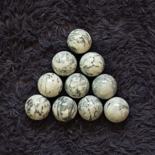 Vista 6 de Bolas de baoding tradicionales chinas de mármol natural negro y blanco para ejercicio de salud, medicina, bolas de masaje para terapia de manos