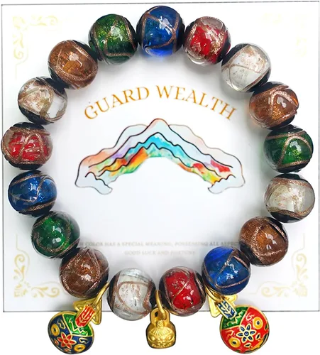 Vista 15 de Pulsera de esmalte gris colorido para hombres y mujeres – Estilo Palacio Imperial, joyería de guardián familiar de bestias tragadoras de oro