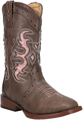 Vista 2 de ROPER Niños Niñas Lexi Rhinestone punta cuadrada Casual Botas Mid Calf - Marrón