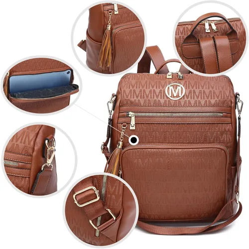 Vista 76 de MKP COLLECTION Mochila de moda para mujer, bolsa convertible grande para mujer, mochila de viaje, bolsa de hombro, juego de 2 piezas con borla, Beige