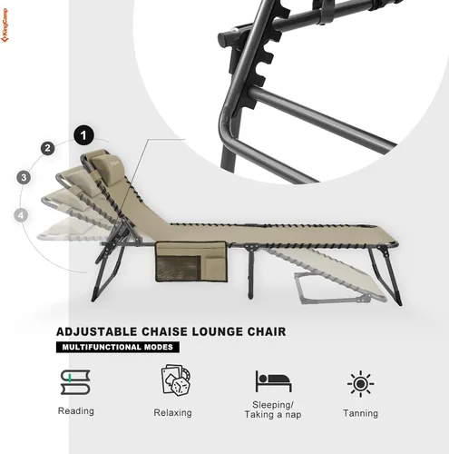 Vista 5 de KingCamp Folding Outdoor Chaise Lounge