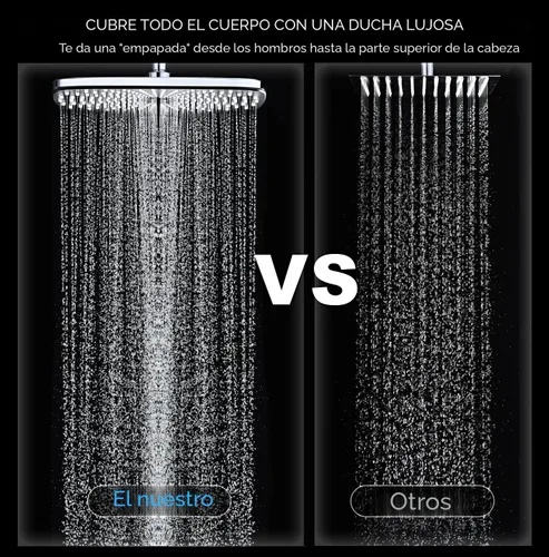 Vista 4 de Cabezal de ducha de lluvia con cabezal de ducha de mano, cromado 1.8GPM Cromo