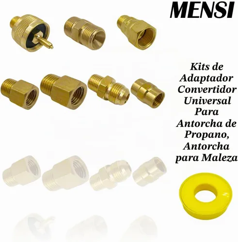 Vista 7 de MENSI Kit convertidor de botellas de tanque de propano de gas con antorcha de malas hierbas, ajuste de 1 libra con 3/8 "NPT, 1/4 "NPT, M12X1.25