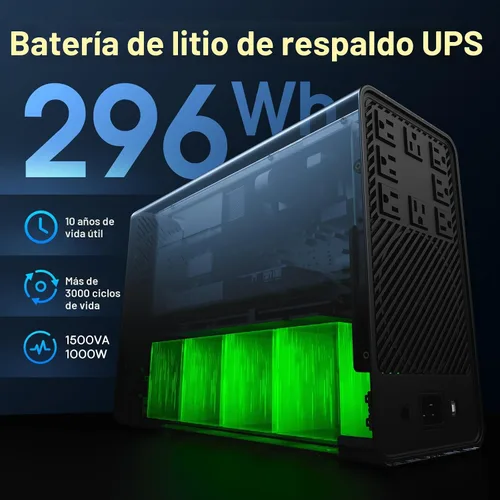 Vista 3 de GOLDENMATE 1500VA/1000W Litio UPS Respaldo de batería y protector contra Gris