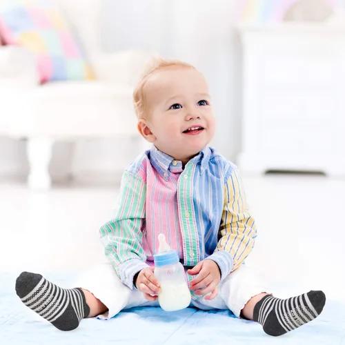 Vista 3 de Tphon Calcetines antideslizantes para niños pequeños con agarre, 12 pares de calcetines antideslizantes para niños y niñas de 1 a 7 años