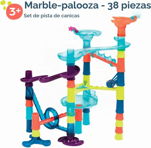 Vista 3 de B. toys Marble-Palooza Marble Run, juego grande de 38 piezas STEM Tracks