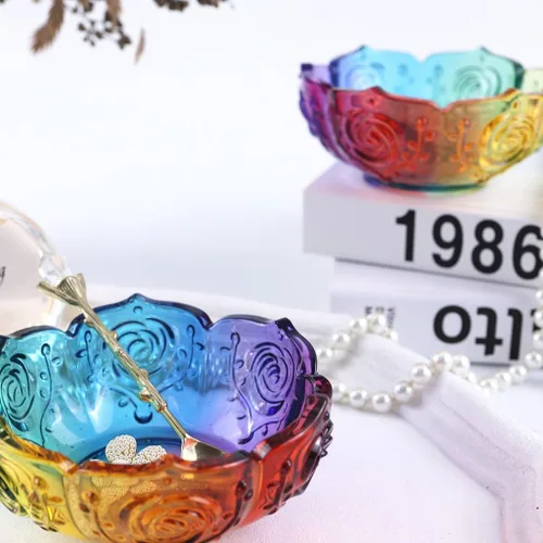 Vista 5 de Molde de fundición de resina de tazón, molde de fundición de resina de silicona para soporte de vela de joyería con forma de flor