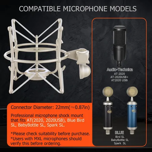 Vista 2 de Soporte de choque para micrófono, soporte universal de micrófono de metal, soporte de micrófono de grabación de araña, soporte de montaje de choque