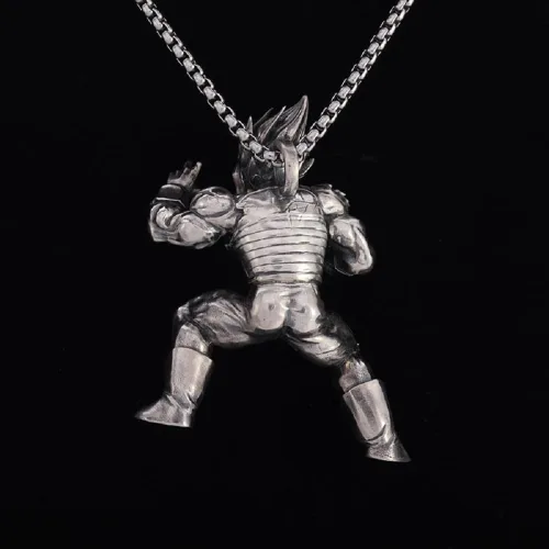 Vista 5 de Personalidad punk luchando pelo amarillo músculo anime personaje colgante collar para hombre motorista joyería, Zinc, No es una piedra preciosa